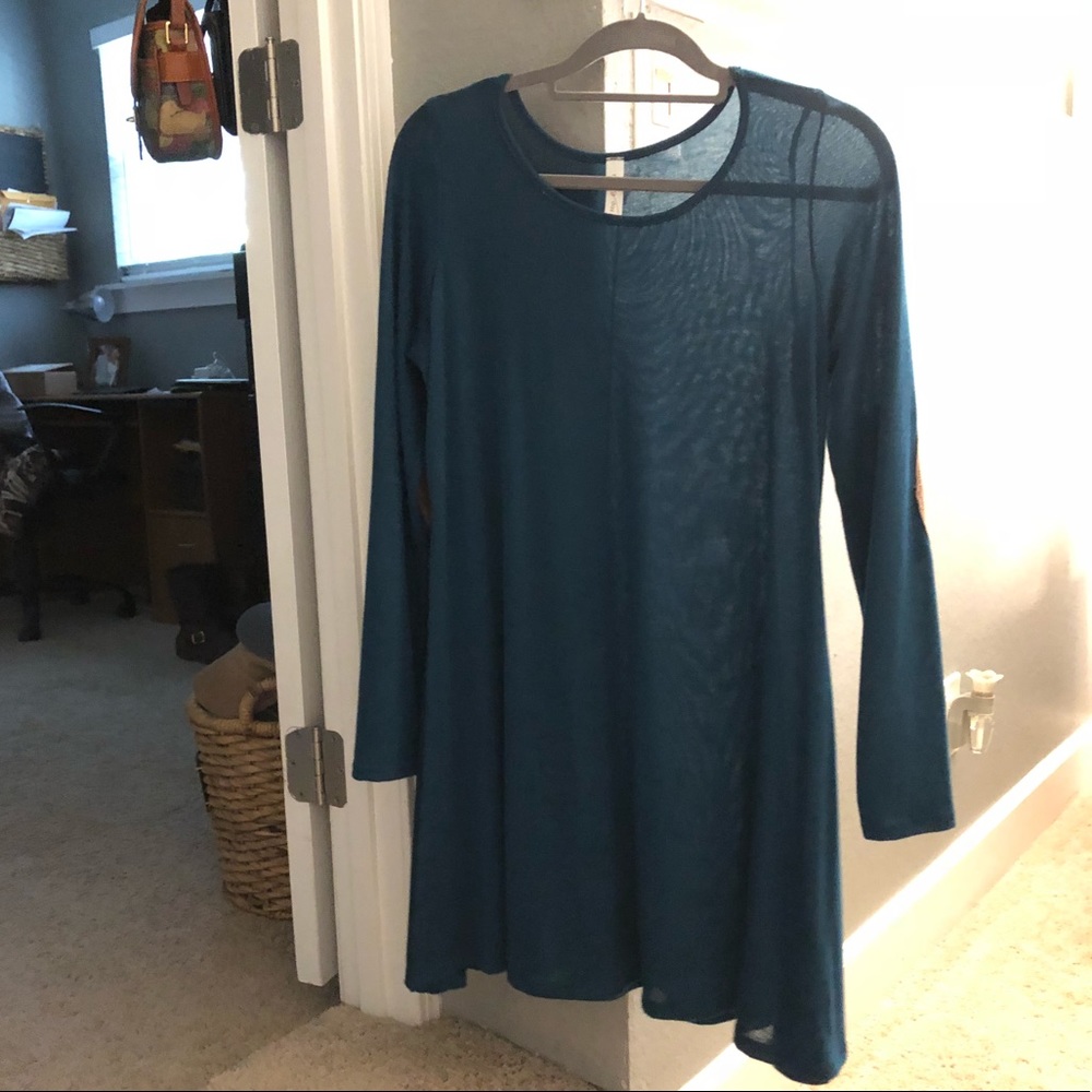 Long sleeve teal dress